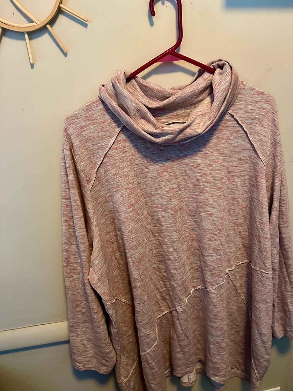 Relaxed Cowl Neck Sweater Tunic in Heathered Blush